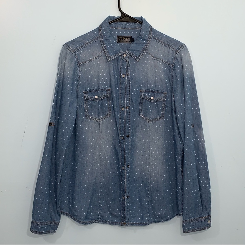 Ci Sono Polka Dot Button Up